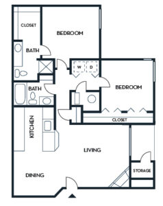 2 Bedroom / 2 Bathroom, Mesa Floor Plan
