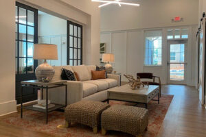 avion point community living area, couches, neutral decor