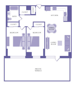 7 DeKalb H 2 Bed 1 Bath Floor Plan