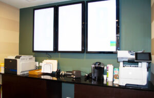 Interior Lincoln park plaza leasing office.