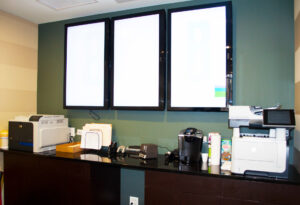 Interior Lincoln park plaza leasing office.